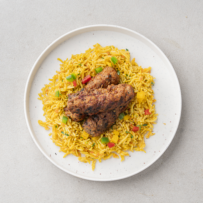 Middle Eastern Rice Bowl With Sumac Beef Kofta
